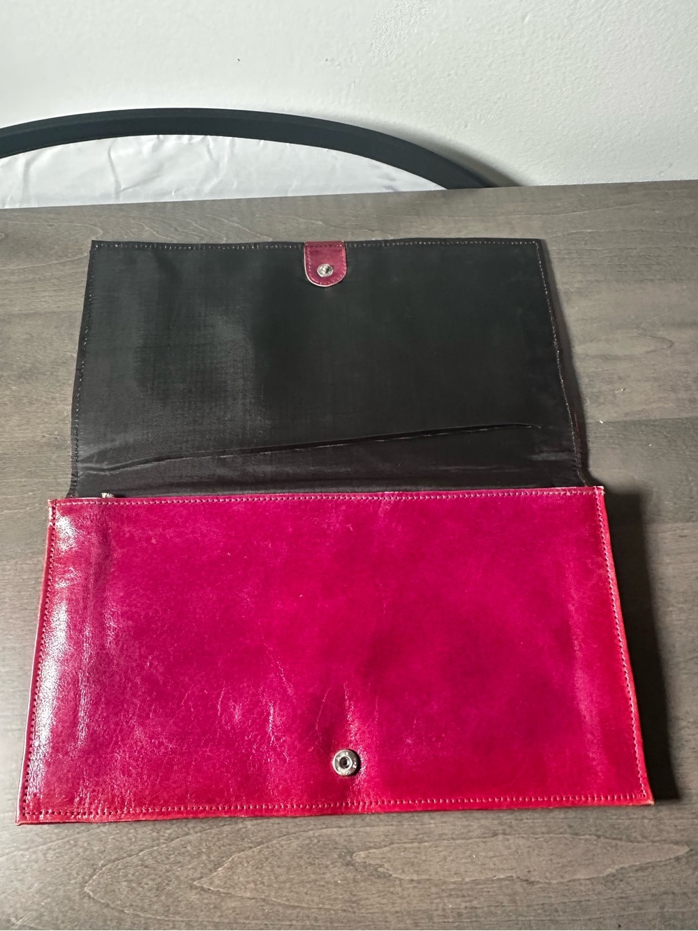 Pink red Leather Envelope Clutch - Women Bags - Picture 4 of 7